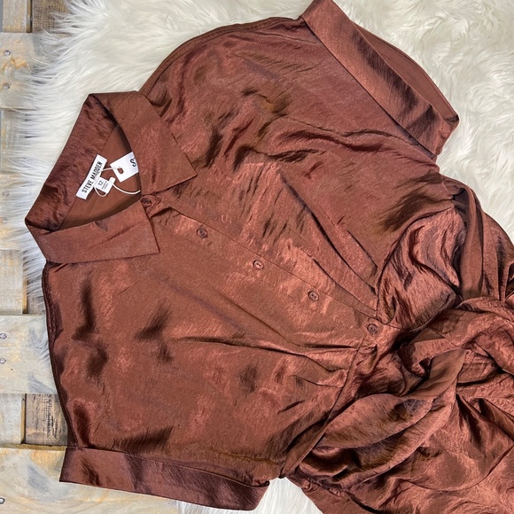 Silky! [Steve Madden] Brown NWT Button Down Midi Dress + Sash | Large · 12 - Picture 11 of 14